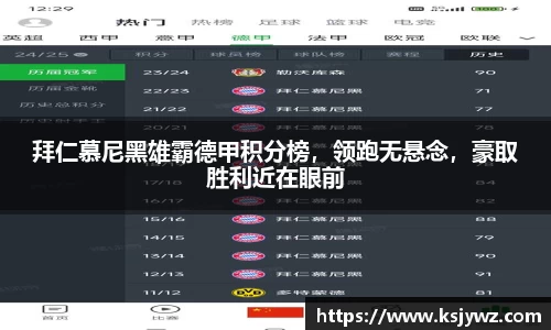 拜仁慕尼黑雄霸德甲积分榜，领跑无悬念，豪取胜利近在眼前